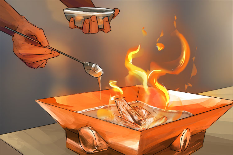Havan is a fire ritual in which offerings are placed in the flames